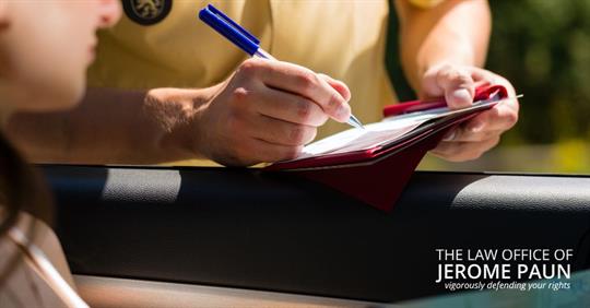 driver getting a traffic ticket